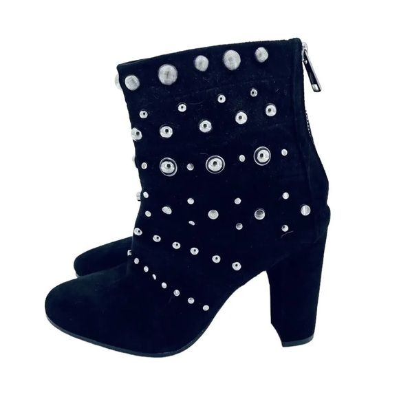 BADGLEY MISCHKA KURT SUEDE LEATHER STUDDED BLACK BOOTIES NWT SZ 7 - Picture 7 of 12